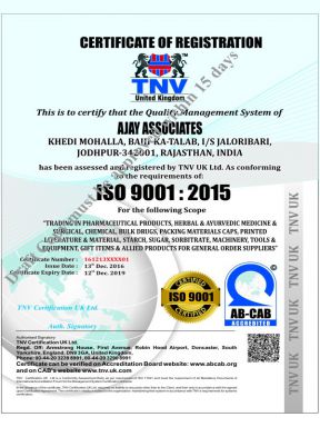 Ajay Associates - ISO Cert - Zodley Pharmaceuticals Private Limited