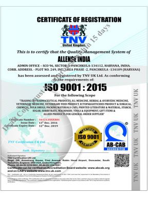Allenge India  - ISO Cert - Zodley Pharmaceuticals Private Limited