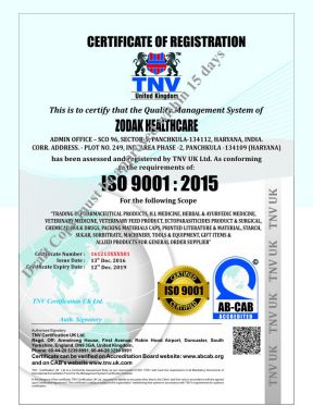 Zodak Healthcare - ISO Cert - Zodley Pharmaceuticals Private Limited