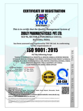 Zodley Pharma Pvt Ltd - ISO Cert - Zodley Pharmaceuticals Private Limited